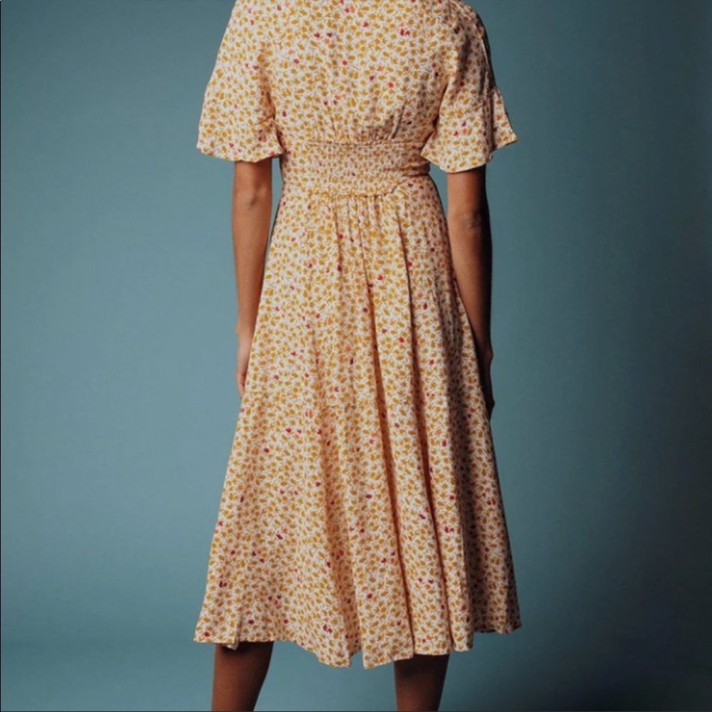Free People Floral Midi Dress - Yellow and Pink - Picture 3 of 6